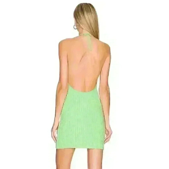 REVOLVE Gauge81 Tala Ribbed Plunge Neck Halter Mini Dress in Pistachio Small NWT - Picture 4 of 8